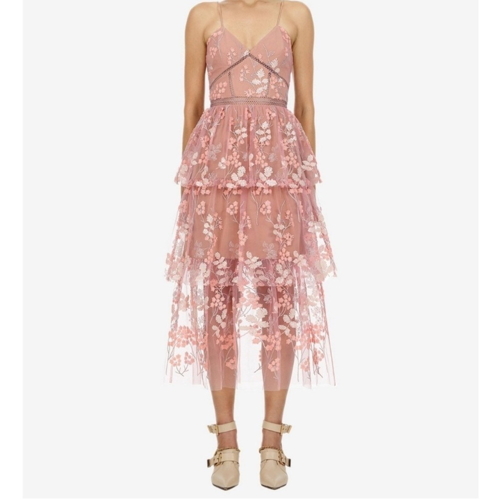 NWT SELF-PORTRAIT Sequin Embroidered Midi Dress size 6